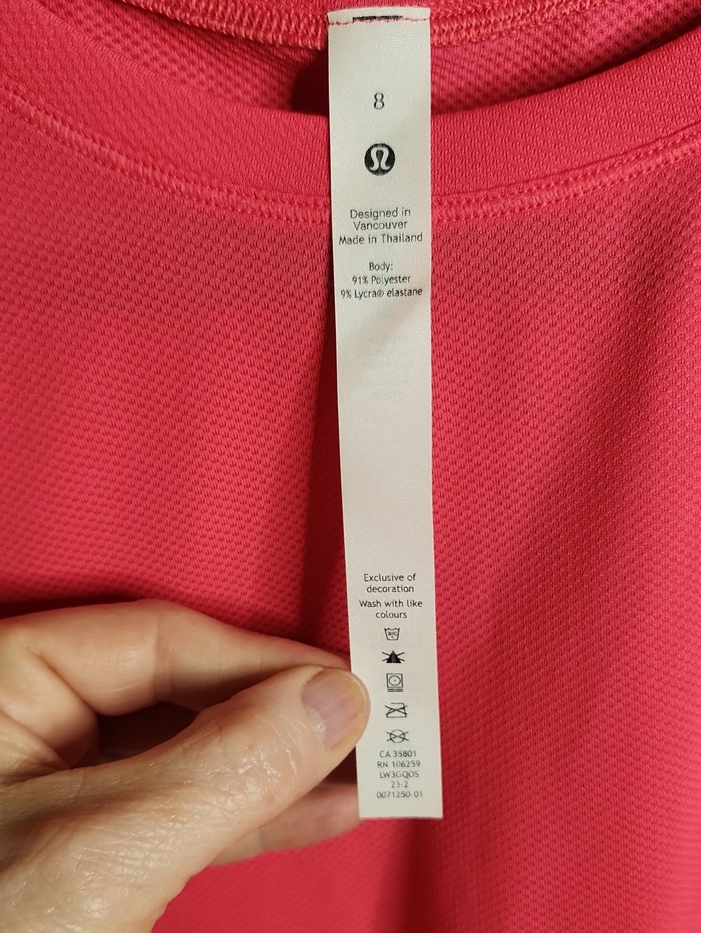 Lululemon High-Neck Running and Training T-Shirt in Lip Gloss. Sz 8. #W3GQOS - Picture 2 of 5
